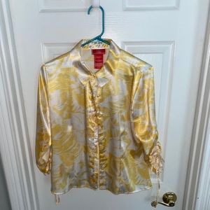 Oscar de la renta vintage yellow floral top